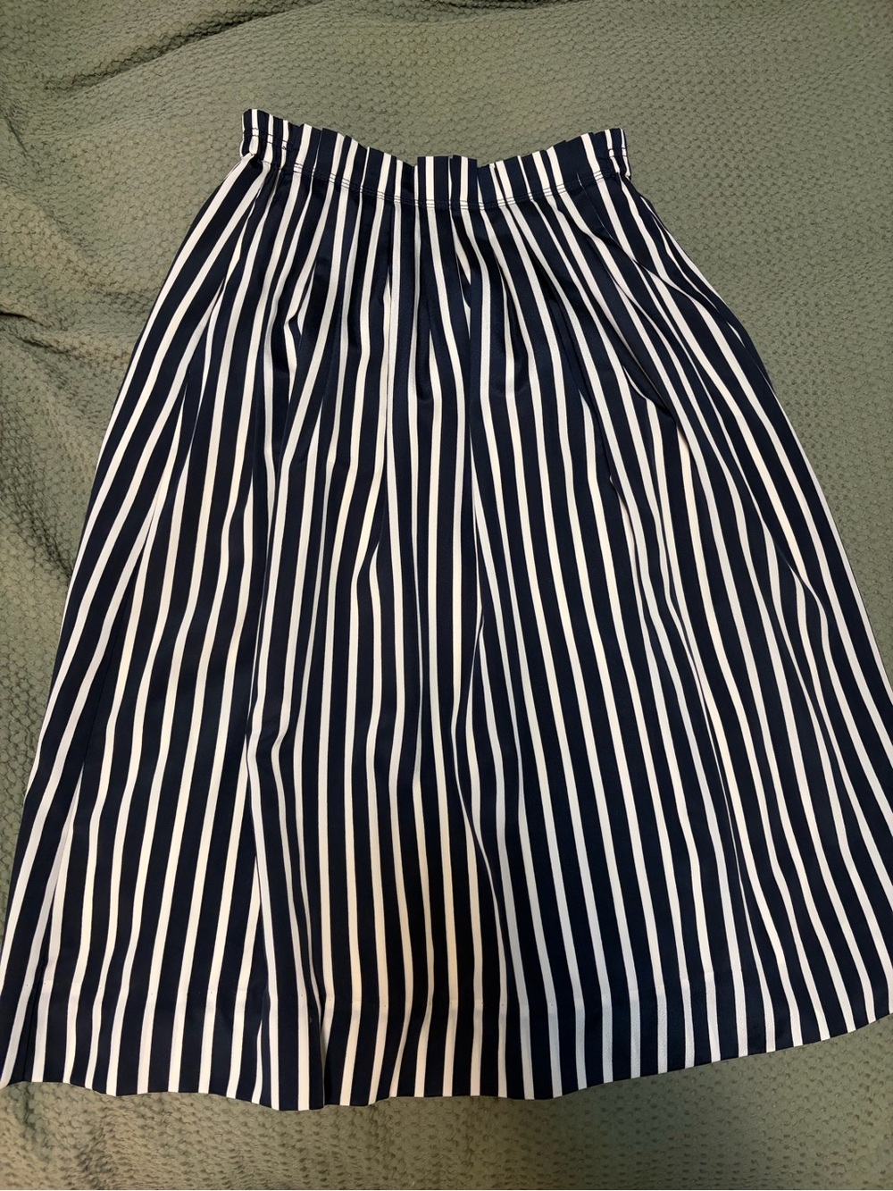 J. Crew Navy and White Vertical Stripe A-Line Skirt